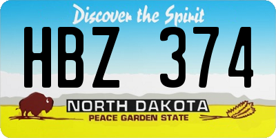 ND license plate HBZ374