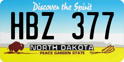 ND license plate HBZ377