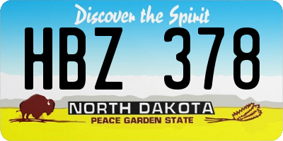 ND license plate HBZ378