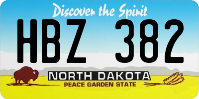 ND license plate HBZ382