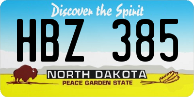 ND license plate HBZ385