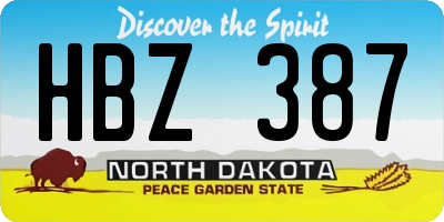 ND license plate HBZ387