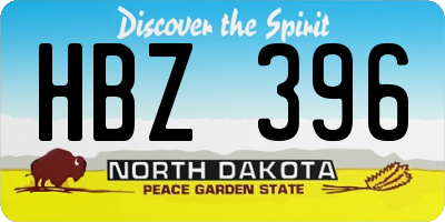 ND license plate HBZ396