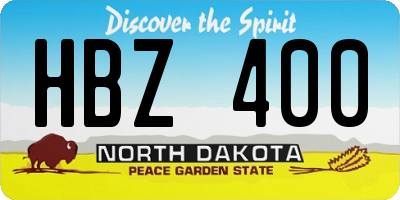 ND license plate HBZ400