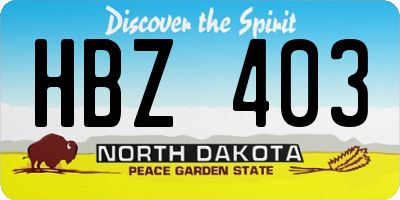 ND license plate HBZ403