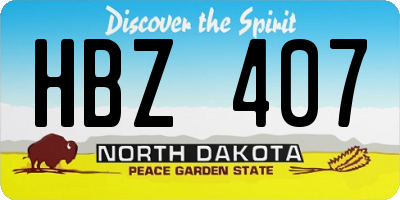 ND license plate HBZ407