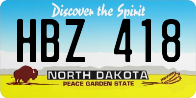 ND license plate HBZ418