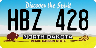 ND license plate HBZ428