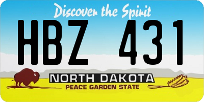 ND license plate HBZ431