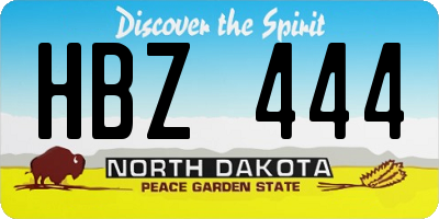 ND license plate HBZ444
