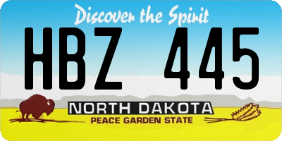 ND license plate HBZ445