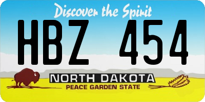 ND license plate HBZ454