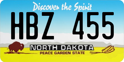 ND license plate HBZ455