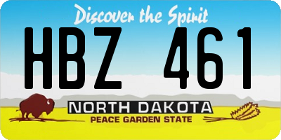 ND license plate HBZ461
