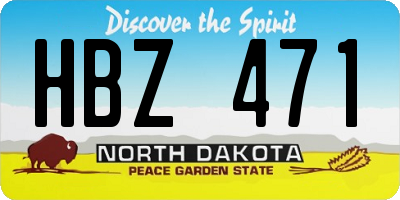 ND license plate HBZ471