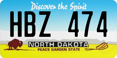 ND license plate HBZ474
