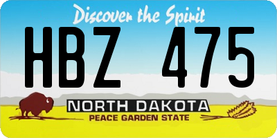 ND license plate HBZ475