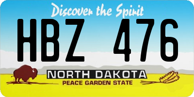 ND license plate HBZ476