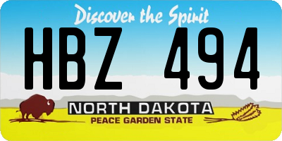 ND license plate HBZ494