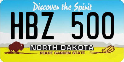 ND license plate HBZ500