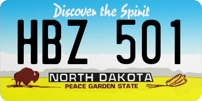 ND license plate HBZ501