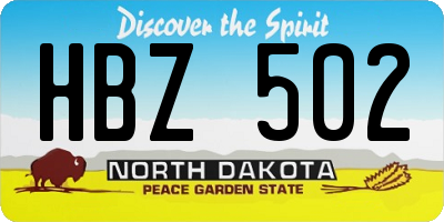 ND license plate HBZ502