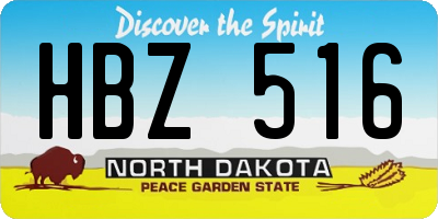 ND license plate HBZ516