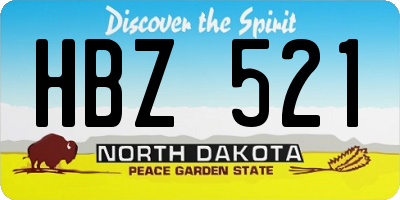 ND license plate HBZ521