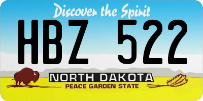 ND license plate HBZ522