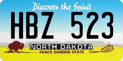ND license plate HBZ523