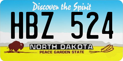 ND license plate HBZ524