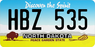 ND license plate HBZ535