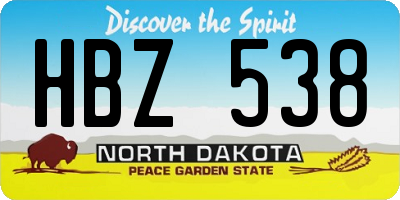 ND license plate HBZ538