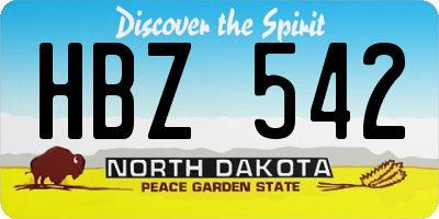 ND license plate HBZ542