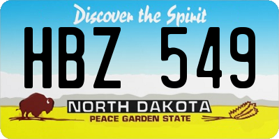 ND license plate HBZ549