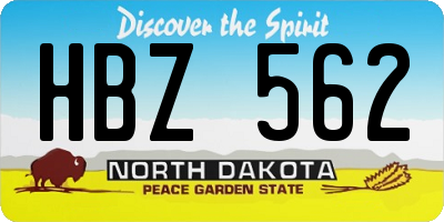 ND license plate HBZ562