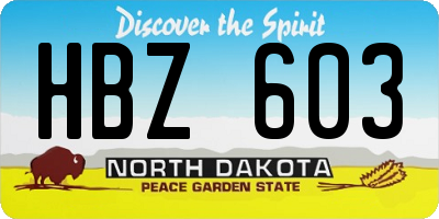 ND license plate HBZ603