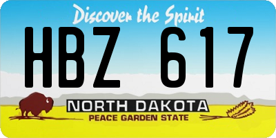 ND license plate HBZ617