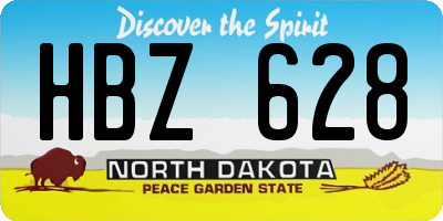 ND license plate HBZ628