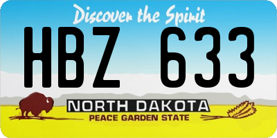 ND license plate HBZ633