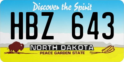 ND license plate HBZ643