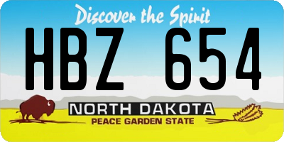 ND license plate HBZ654