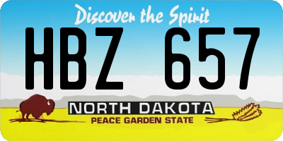 ND license plate HBZ657
