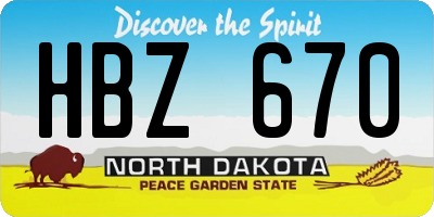 ND license plate HBZ670