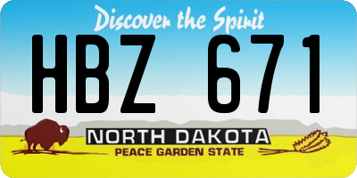 ND license plate HBZ671