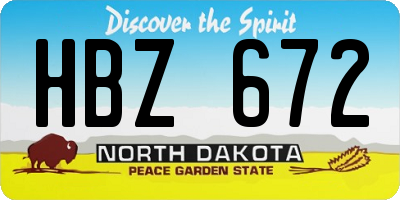 ND license plate HBZ672