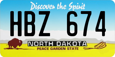 ND license plate HBZ674