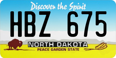 ND license plate HBZ675