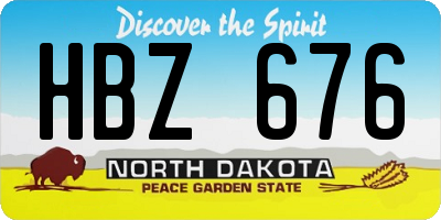ND license plate HBZ676
