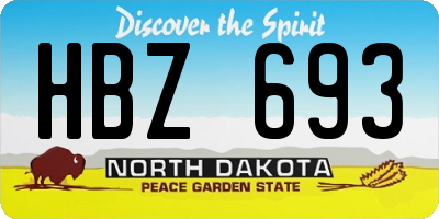 ND license plate HBZ693
